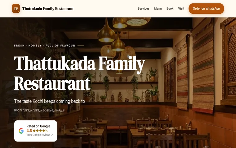 Live family-restaurant website built by PageChakra